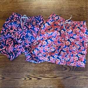 Crewcuts Kids' Swim Trunks in Navy and Pink Floral & Coral Prints